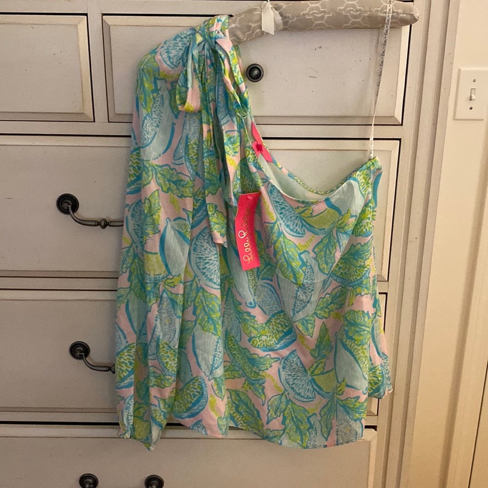 Lilly Pulitzer NWT one shoulder blouse vitamin sea print